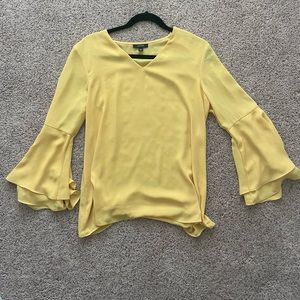Yellow silk long sleeve blouse